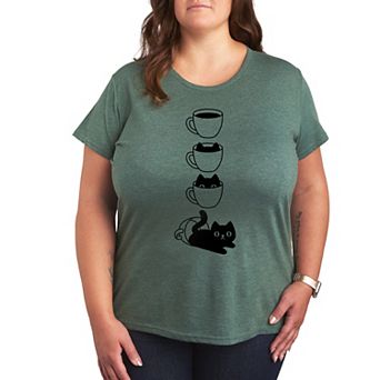 Plus Cat Coffee Cup Graphic Tee