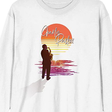 Men's Charlie Parker Saxophone Sunset Long Sleeve Graphic Tee