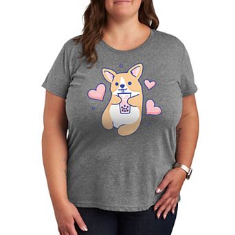Plus Corgi With Boba Graphic Tee