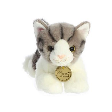 Aurora Small Grey Miyoni 8" Grey Tabby Cat Adorable Stuffed Animal
