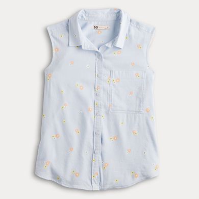 Juniors' SO® Sleeveless Tie-Front Shirt