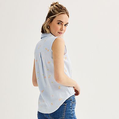 Juniors' SO® Sleeveless Tie-Front Shirt