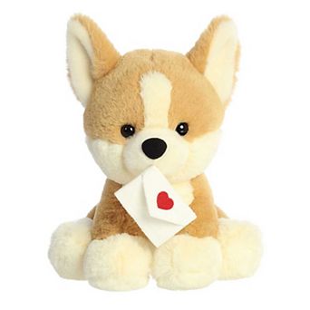 Aurora Medium Brown Valentine Val Pets 10" Sealed With A Kiss Corgi Heartwarming Stuffed Animal