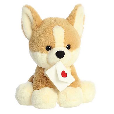 Aurora Medium Brown Valentine Val Pets 10" Sealed With A Kiss Corgi Heartwarming Stuffed Animal