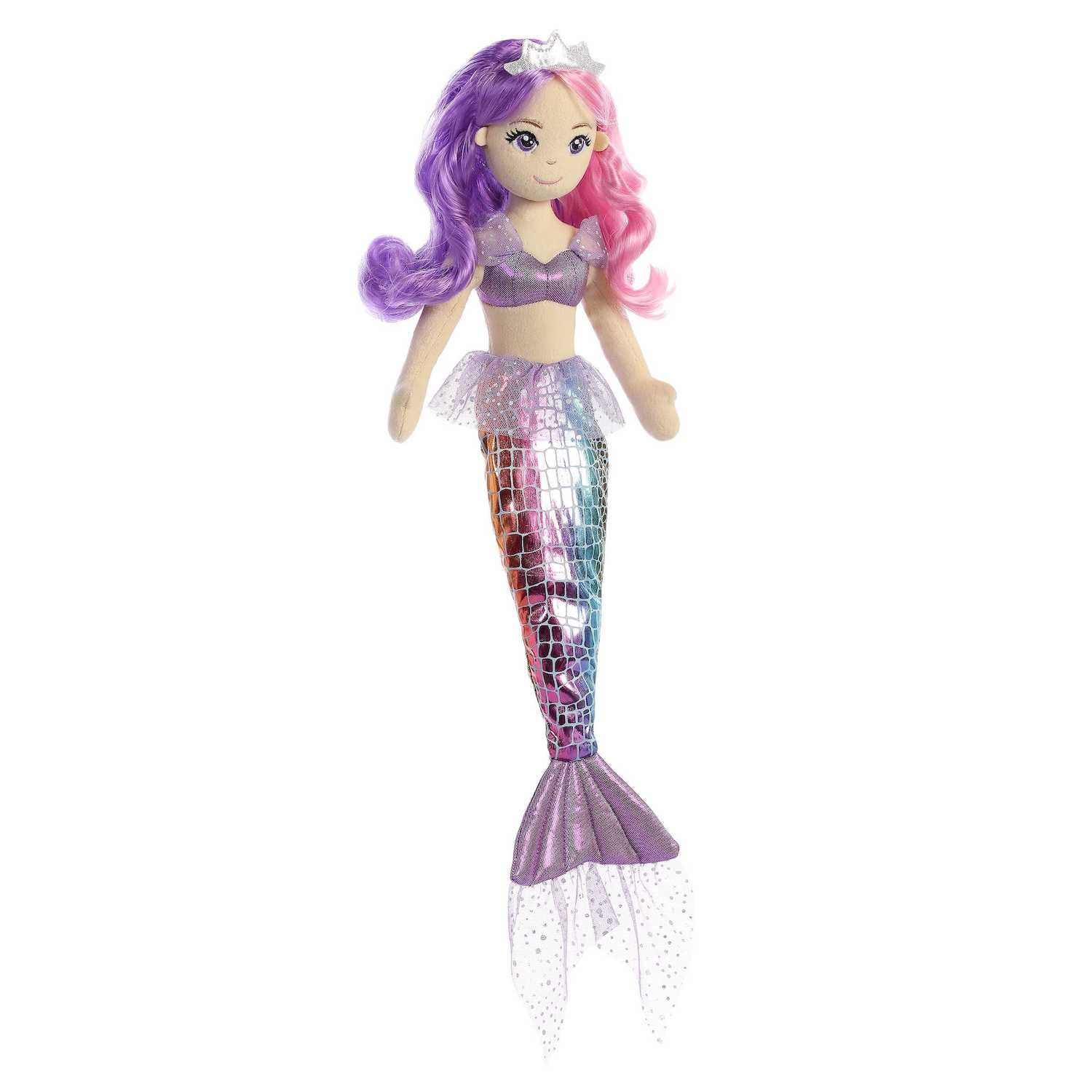 Aurora Sea Sparkles Tie Dye Melody Stuffed Doll - 18 Inch Mermaid Plush