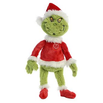 Aurora Large Green Dr. Seuss 16" Grinch Santa Whimsical Stuffed Animal