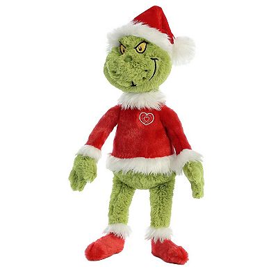 Aurora Large Green Dr. Seuss 16" Grinch Santa Whimsical Stuffed Animal