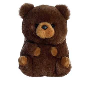 Aurora Mini Brown Rolly Pet 5" Brambles Brown Bear Round Stuffed Animal