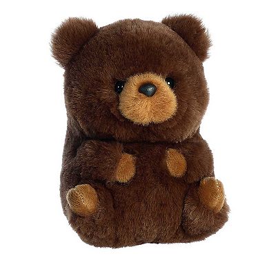 Aurora Mini Brown Rolly Pet 5" Brambles Brown Bear Round Stuffed Animal