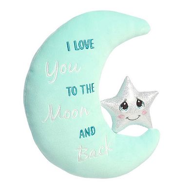 Aurora Medium Blue Precious Moments 12" I Love You To The Moon And Back Inspirational Stuffed Animal