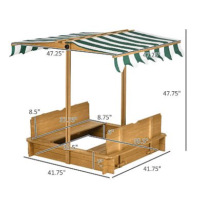 Kids Sandpit Outdoor Backyard Playset W/ Cover Bench Canopy