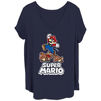 Juniors' Plus Size Nintendo Super Mario Bros Goomba Jumper V Neck Tee