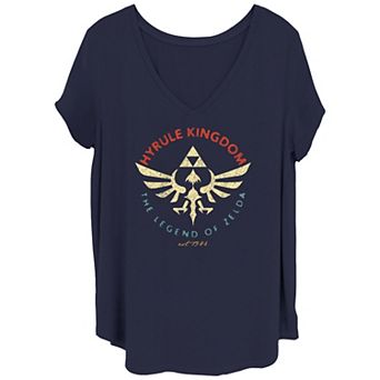 Juniors' Plus Size Nintendo The Legend Of Zelda Hyrule Kingdom Emblem V Neck Tee