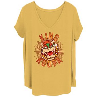 Juniors' Plus Size Nintendo Super Mario Bros Bowser King Koopa V Neck Tee