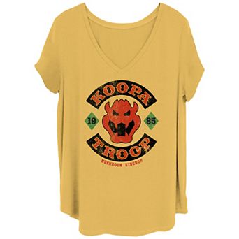 Juniors' Plus Size Nintendo Super Mario Bros Bowser Koopa Troop 1985 V Neck Tee