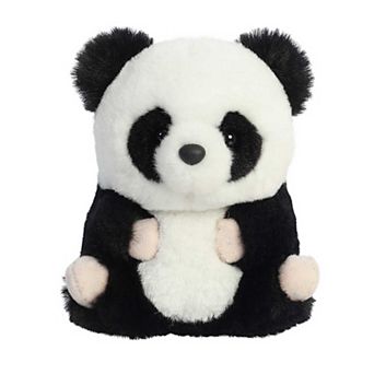 Aurora Mini White Rolly Pet 5" Precious Panda Round Stuffed Animal