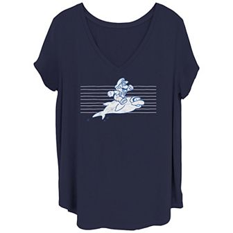 Juniors' Plus Size Nintendo Super Mario Bros Riding Jumping Dolphin V Neck Tee