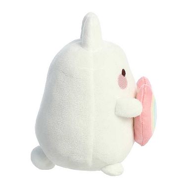 Aurora Small White Molang 6" Rainbow Heart Molang Playful Stuffed Animal