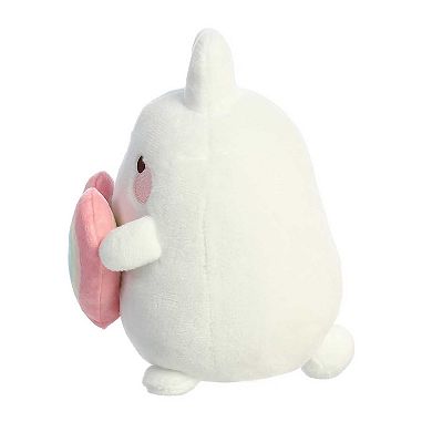 Aurora Small White Molang 6" Rainbow Heart Molang Playful Stuffed Animal
