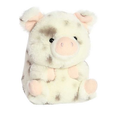 Aurora Mini White Rolly Pet 5" Periwinkle Pig Round Stuffed Animal