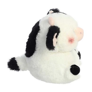 Aurora Mini White Rolly Pet 5" Daisy Cow Round Stuffed Animal