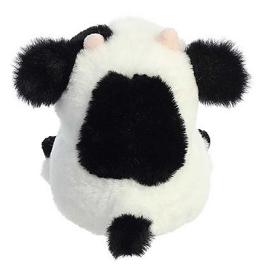 Aurora Mini White Rolly Pet 5" Daisy Cow Round Stuffed Animal