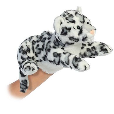 Aurora Medium White Hand Puppet 12" Snow Leopard Interactive Stuffed Animal