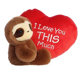 Aurora Small Brown Valentine I Love You This Much 9" Sloth Heartwarming Stuffed Animal