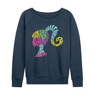 Plus Size Barbie® Empowering Phrases French Terry Long Sleeve Tee