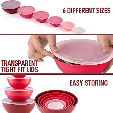 Zulay Kitchen Nesting Mixing Bowls With Leakproof Lids With 6 Prep Bowls And 6 Lids