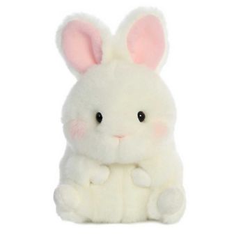 Aurora Mini White Rolly Pet 5" Bunbun Bunny Round Stuffed Animal