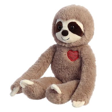 Aurora Medium Brown Valentine 12" Sweety Sloth Brown Heartwarming Stuffed Animal
