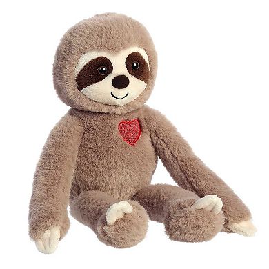 Aurora Medium Brown Valentine 12" Sweety Sloth Brown Heartwarming Stuffed Animal