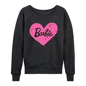 Plus Size Barbie® Hand Painted Heart Logo French Terry Long Sleeve Tee