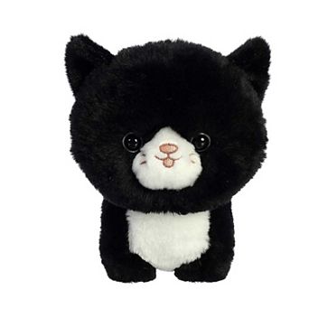 Aurora Small Black Teddy Pets 7" Tuxedo Cat Playful Stuffed Animal