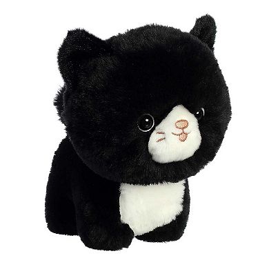 Aurora Small Black Teddy Pets 7" Tuxedo Cat Playful Stuffed Animal
