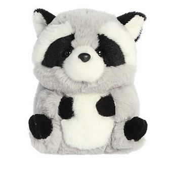 Aurora Mini Grey Rolly Pet 5" Ripley Raccoon Round Stuffed Animal