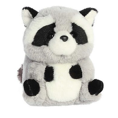 Aurora Mini Grey Rolly Pet 5" Ripley Raccoon Round Stuffed Animal