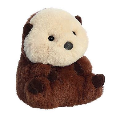 Aurora Mini Brown Rolly Pet 5" Smiles Sea Otter Round Stuffed Animal