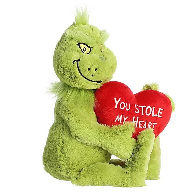 Aurora Large Green Dr. Seuss 15" Stole My Heart Grinch Whimsical Stuffed Animal