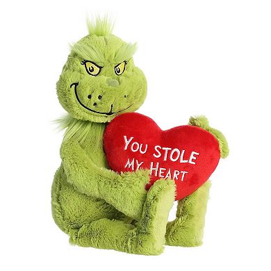 Aurora Large Green Dr. Seuss 15" Stole My Heart Grinch Whimsical Stuffed Animal