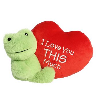 Aurora Small Green Valentine I Love You This Much 9" Frog Heartwarming Stuffed Animal