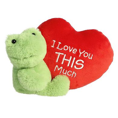 Aurora Small Green Valentine I Love You This Much 9" Frog Heartwarming Stuffed Animal
