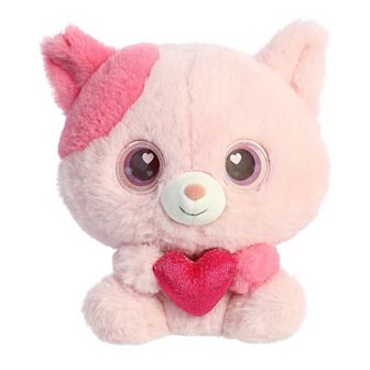 Aurora Small Pink Lenticular 6" Cat In Love Enchanting Stuffed Animal