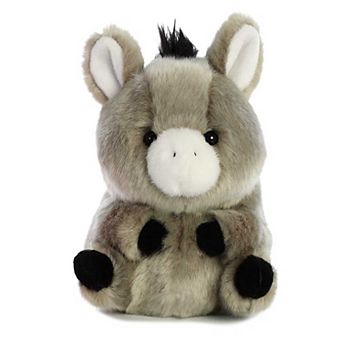 Aurora Mini Grey Rolly Pet 5" Bray Donkey Round Stuffed Animal