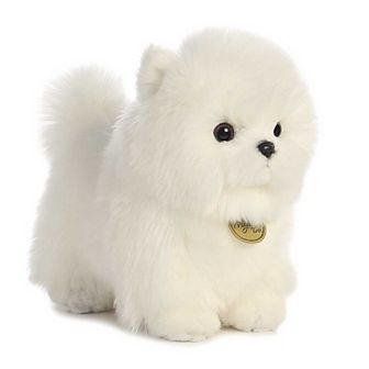 Aurora Small White Miyoni Tots 9" Pompom Pup Adorable Stuffed Animal