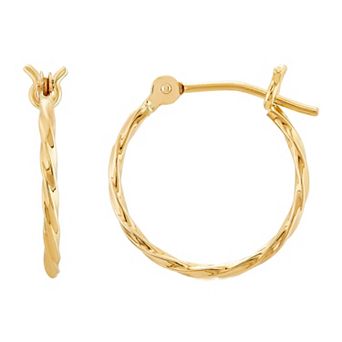 Everlasting Gold 10k Gold Square Twisted Hoop Earrings