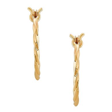 Everlasting Gold 10k Gold Square Twisted Hoop Earrings