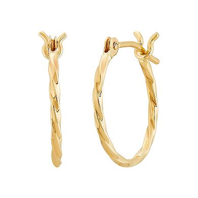 Everlasting Gold 10k Gold Square Twisted Hoop Earrings