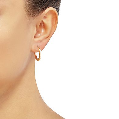 Everlasting Gold 14k Gold Square Tube Hoop Earrings